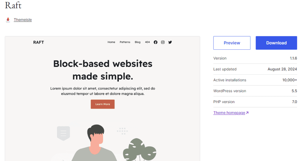 Raft WordPress theme